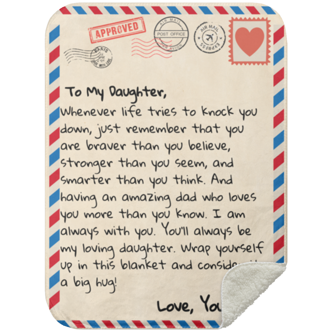 To My Daughter | From Dad | Letter Blanket