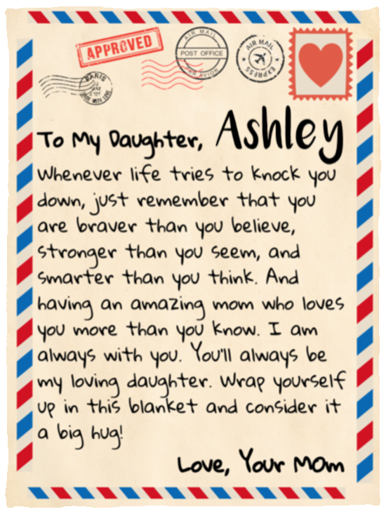 To My Daughter | Love Mom | Letter Blanket - Personalized