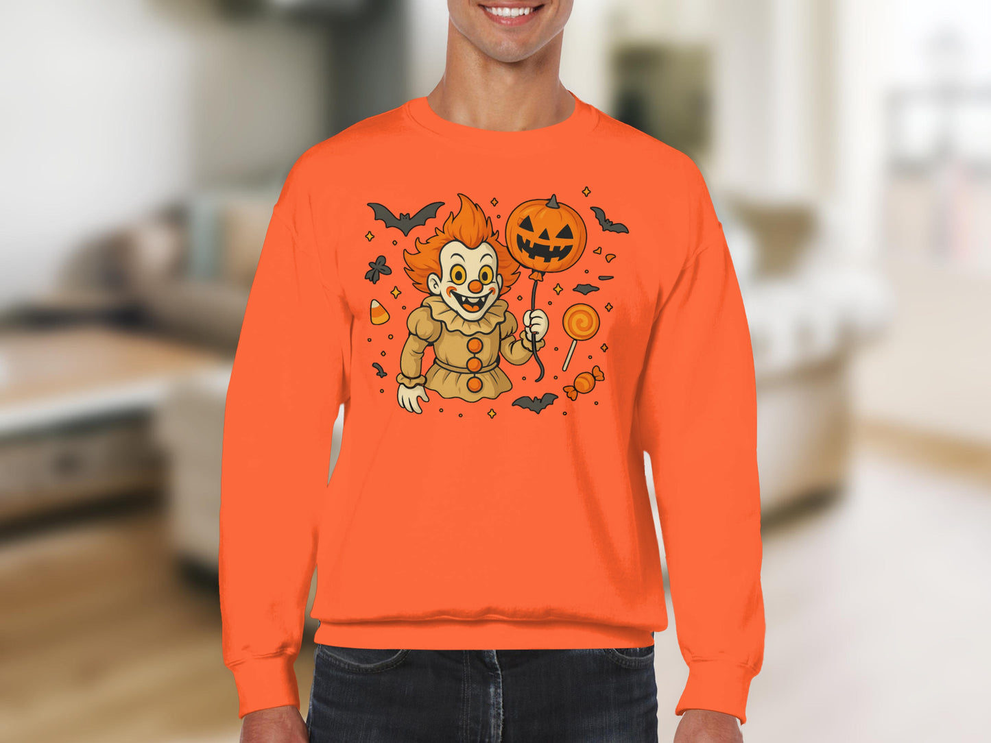 Scary Clown and Pumpkin Halloween Sweatshirt product