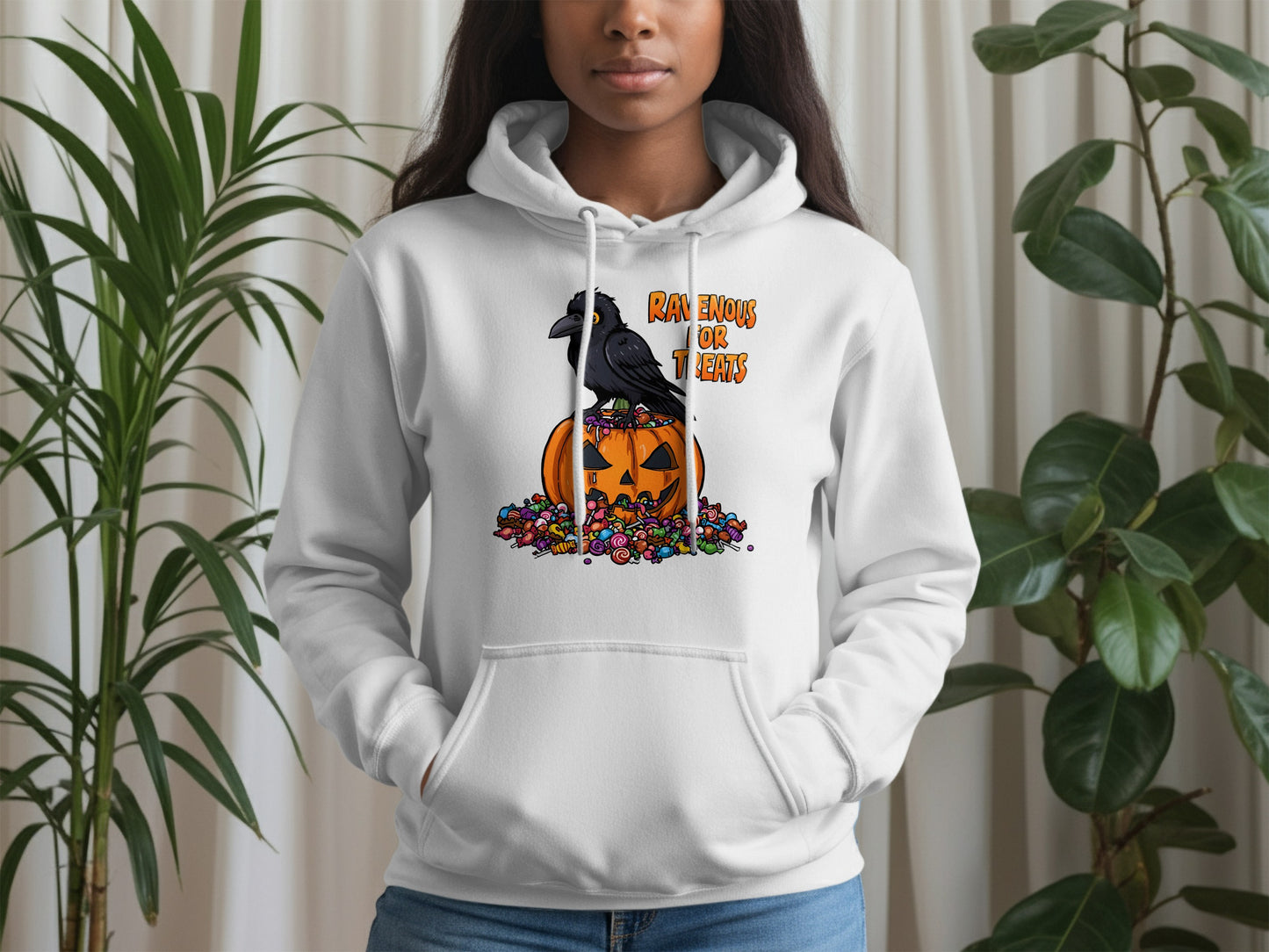 Raven Sits On Pumpkin Halloween Hoodie product