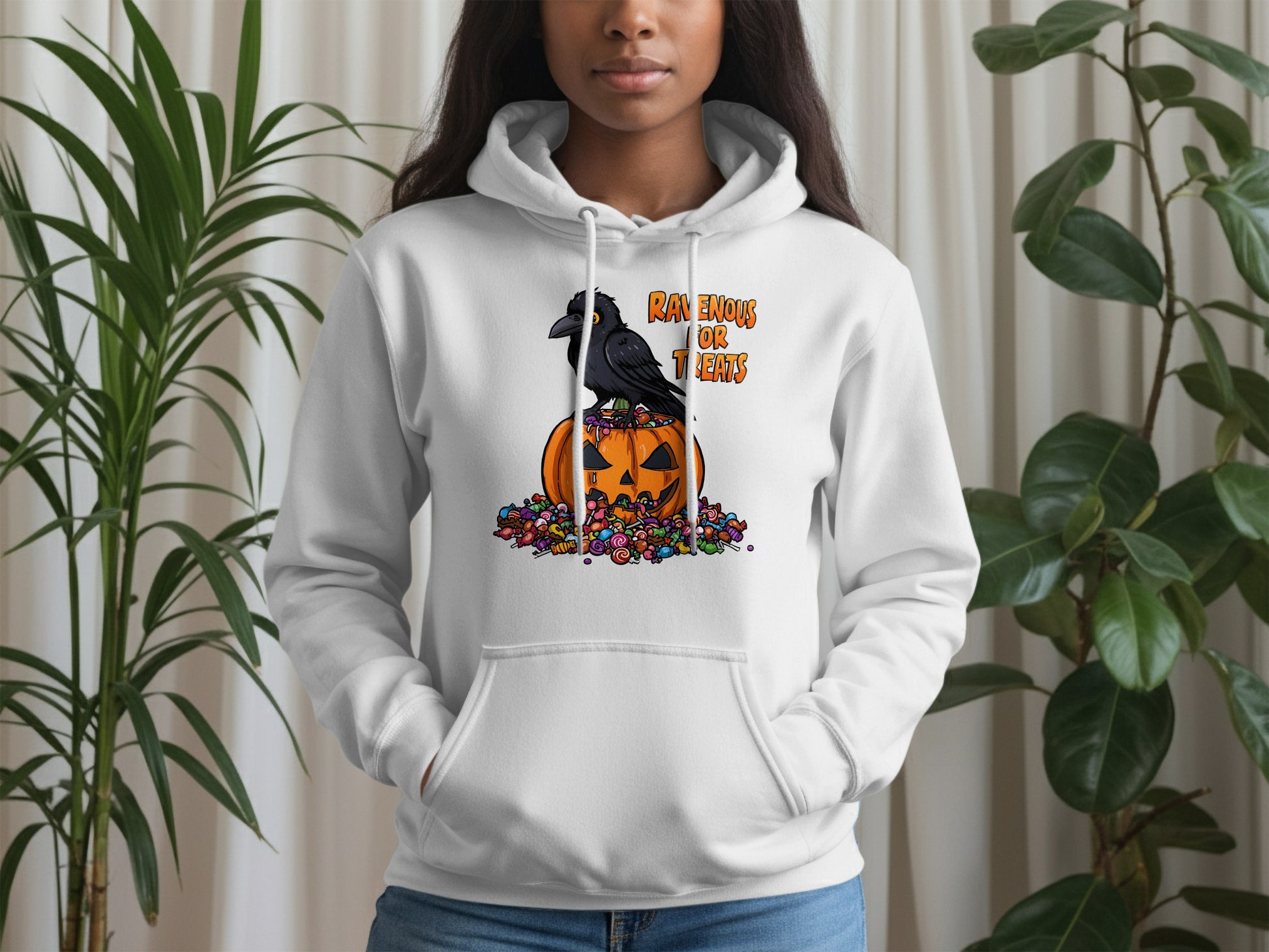 Raven Sits On Pumpkin Halloween Hoodie product