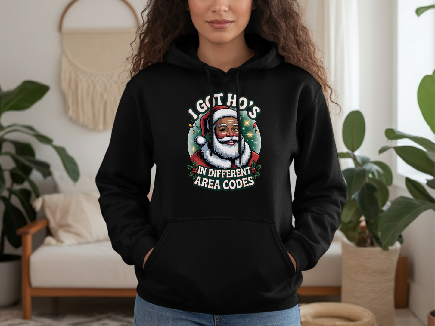 Funny Santa I Got Ho's In Different Area Codes Hoodie
