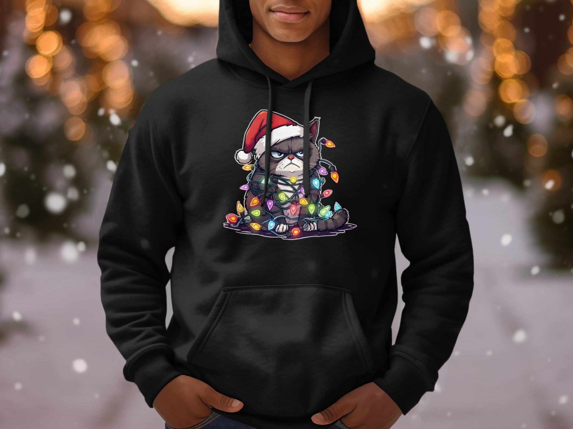 Grumpy Cat Holiday Christmas Lights Hoodie