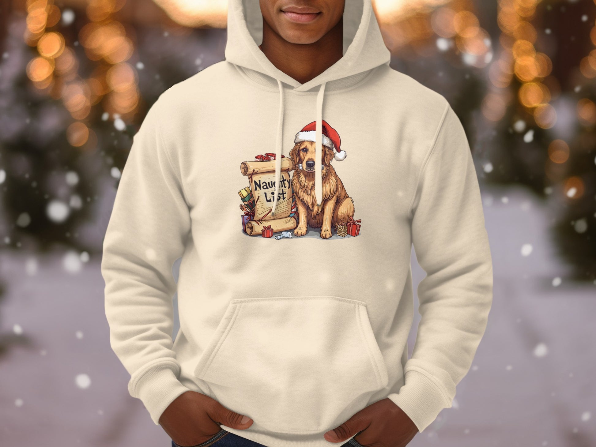 Naughty List Santa Hat Dog Christmas Hoodie