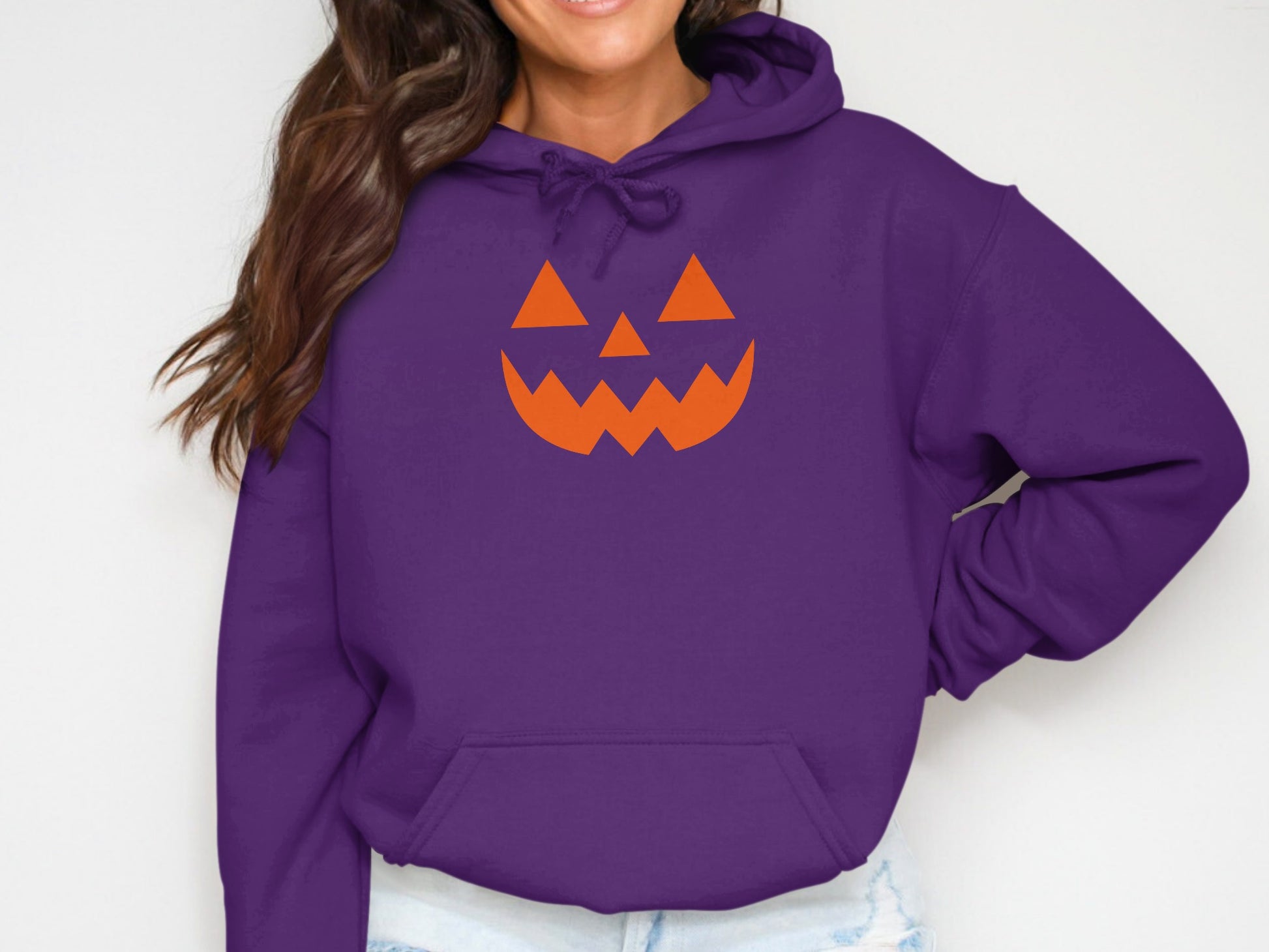 Purple Hoodie Featuring Orange Jack-O'-Lantern Product Type