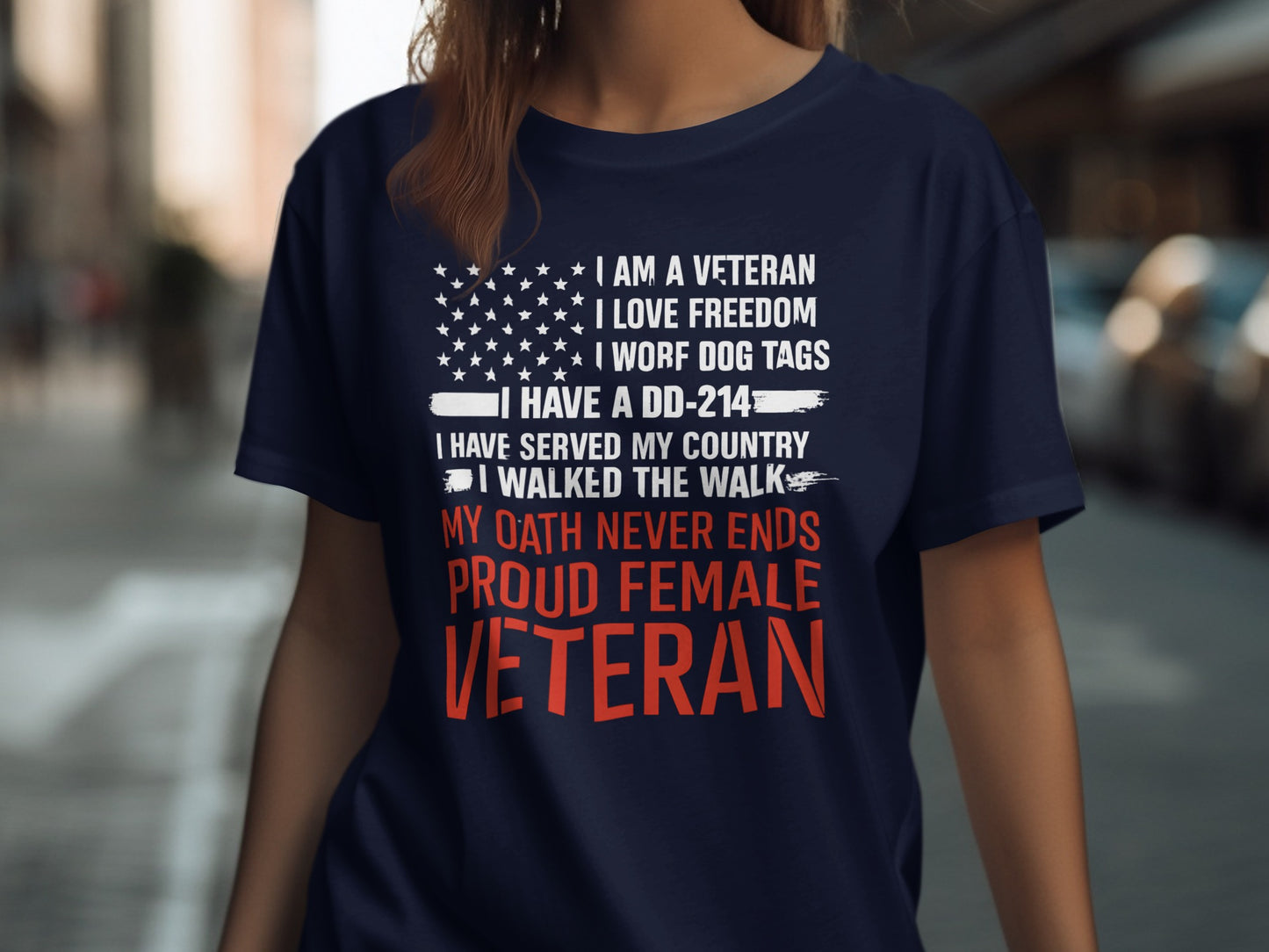 Proud Female Veteran I Love Freedom Dog Tags Veteran