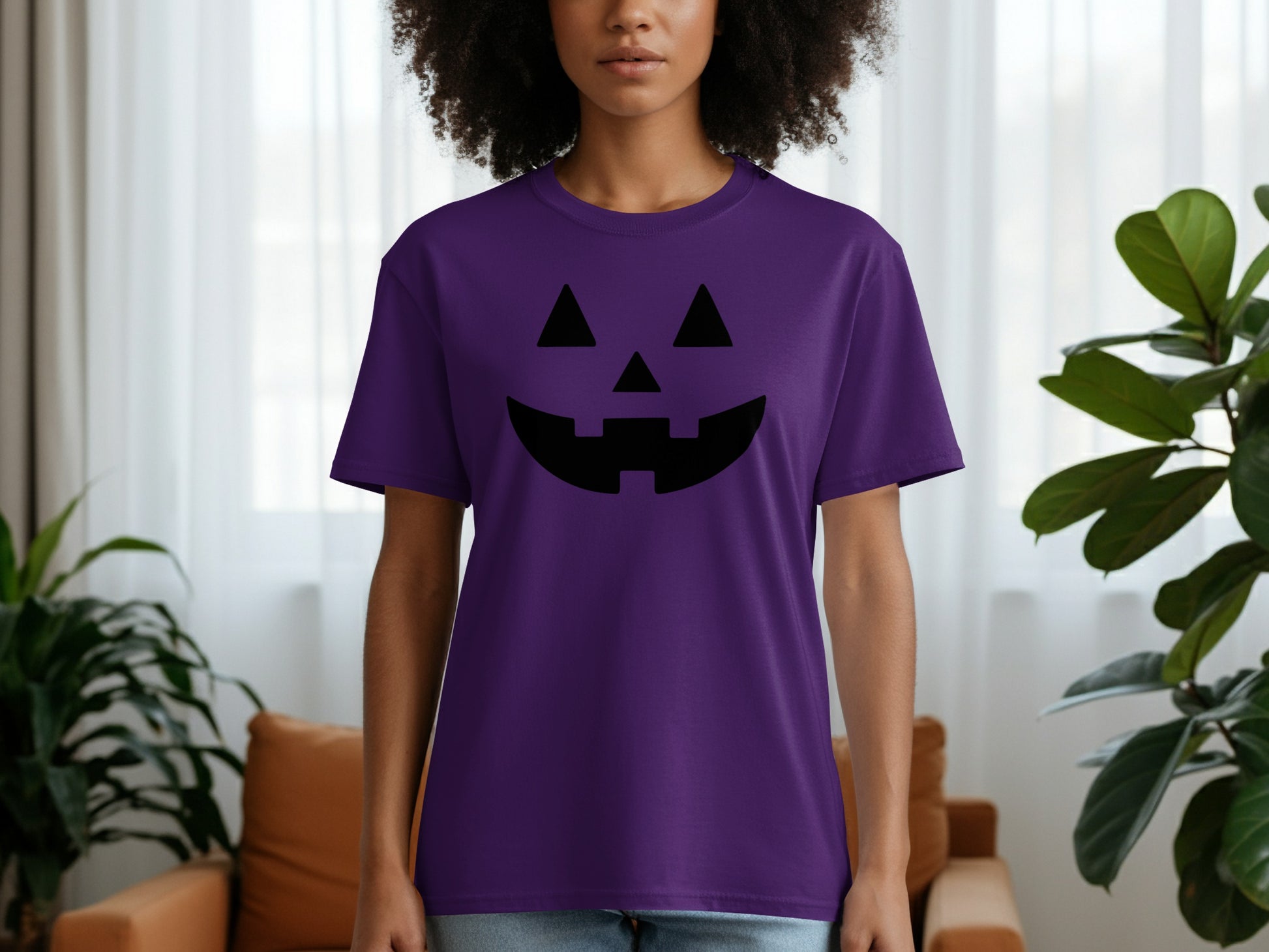 Halloween Purple Graphic Tee Perfect for Festive Product
