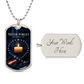 9/11 Memorial Candle Dog Tag Necklace | Never Forget Circle of Stars & Patriotic Ribbon Pendant | September 11th Remembrance Gift