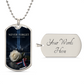 9/11 White Rose Memorial Dog Tag Necklace | Never Forget NYC Skyline Tribute in Light Pendant | September 11th Remembrance Gift