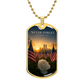 Never Forget 9/11 Field of Flags Dog Tag Necklace | Twin Towers Sunrise Memorial Pendant | Patriot Day Remembrance Gift