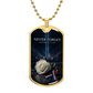 9/11 White Rose Memorial Dog Tag Necklace | Never Forget NYC Skyline Tribute in Light Pendant | September 11th Remembrance Gift
