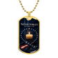 9/11 Memorial Candle Dog Tag Necklace | Never Forget Circle of Stars & Patriotic Ribbon Pendant | September 11th Remembrance Gift
