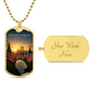 Never Forget 9/11 Field of Flags Dog Tag Necklace | Twin Towers Sunrise Memorial Pendant | Patriot Day Remembrance Gift