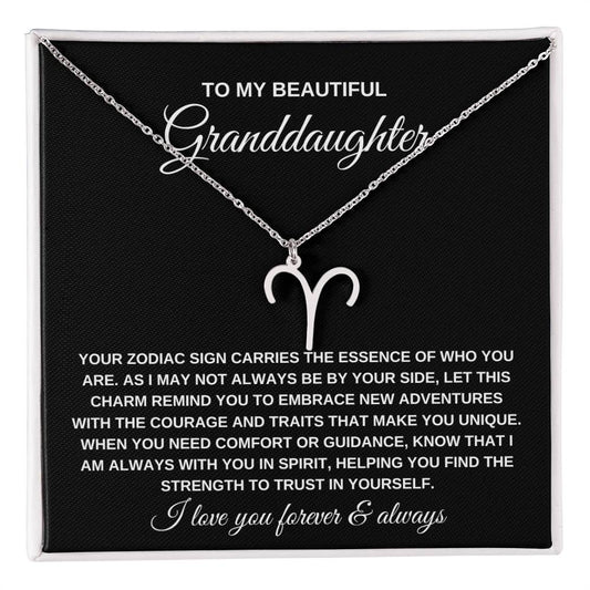 To My Beautiful Granddaughter Zodiac  Necklace (v1B)