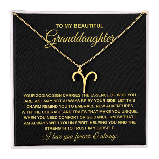 To My Beautiful Granddaughter Zodiac Gold Necklace (v1 BG)