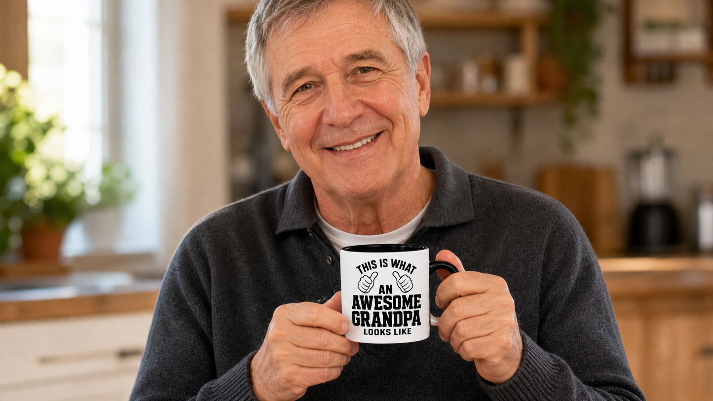 Grandpa holding This Is What An Awesome Grandpa Looks Like black accent mug lifestyle image