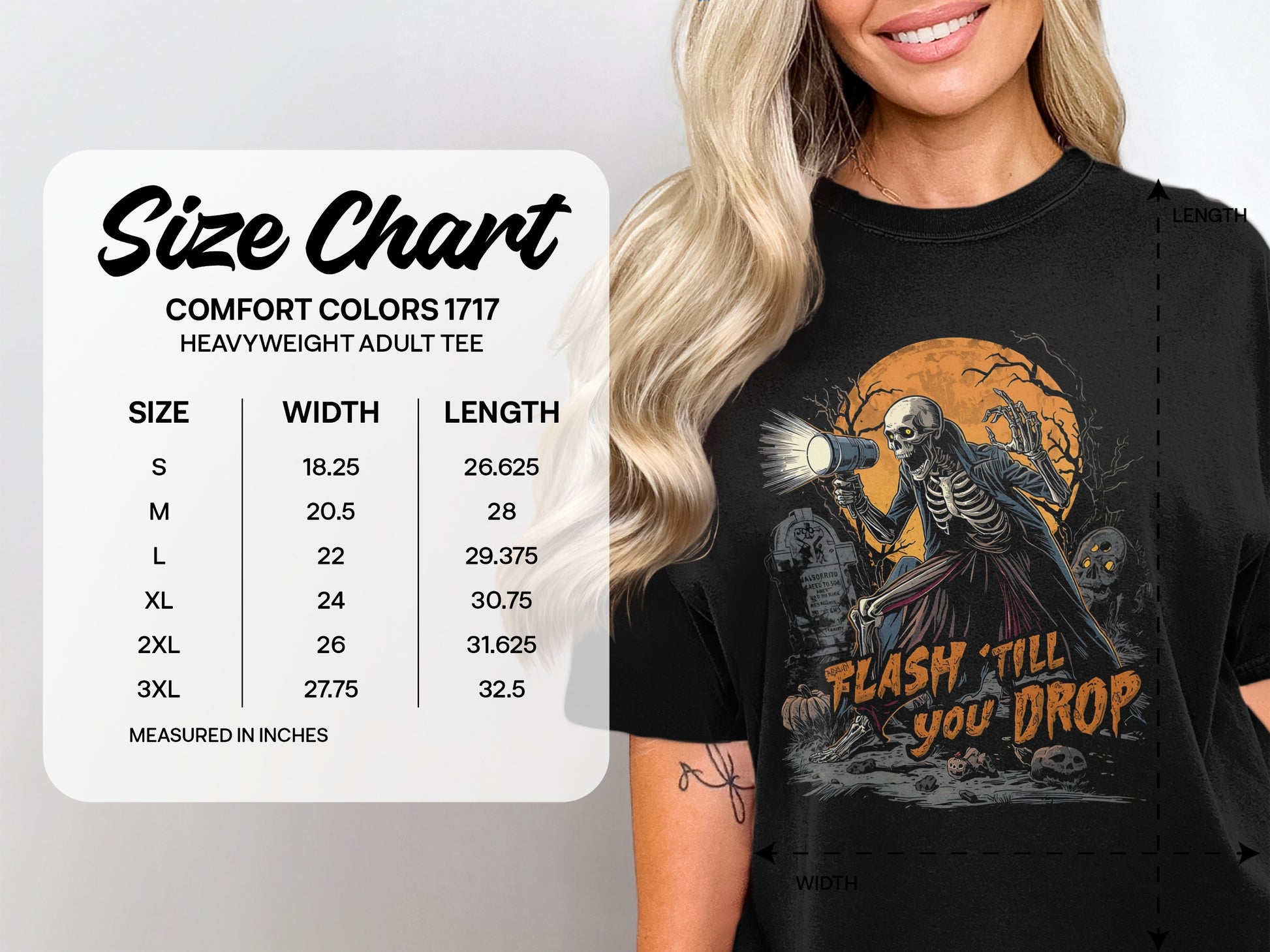 Flash 'Till You Drop Skeleton Halloween Adult Tee product type