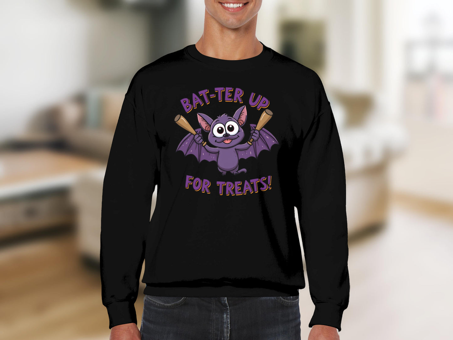Bat-ter Up For Treats Halloween Sweatshirt product type