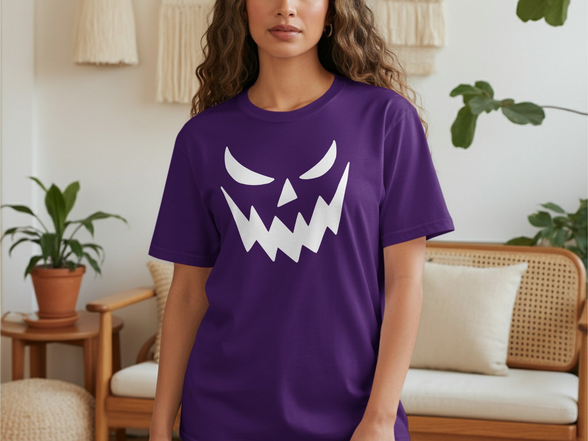 Spooky Purple Shirt with Creepy Face Design product