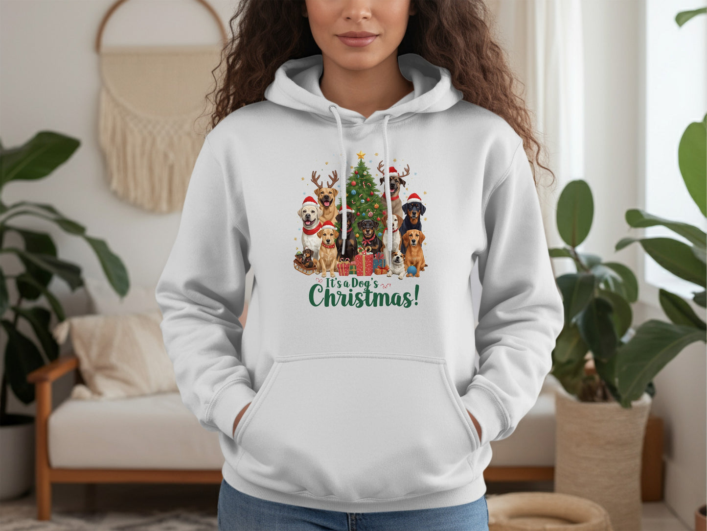 Festive Dog Christmas Tree Hooded Sweatshirt Product