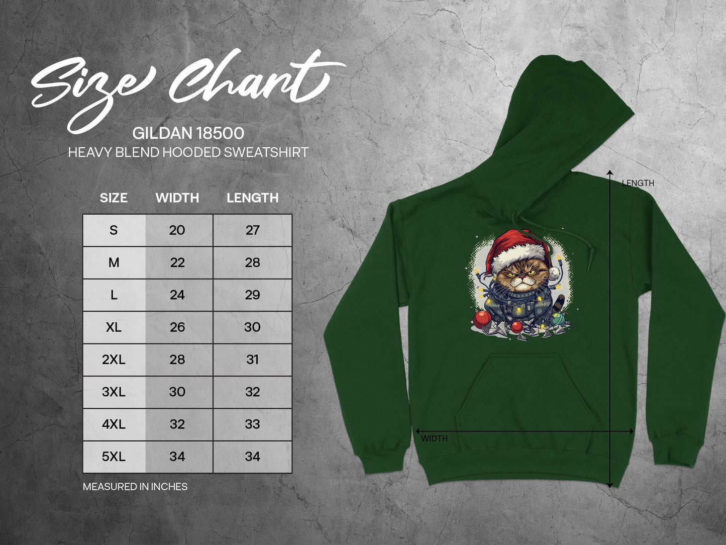 Grumpy Cat in Santa Hat Green Hooded Sweatshirt