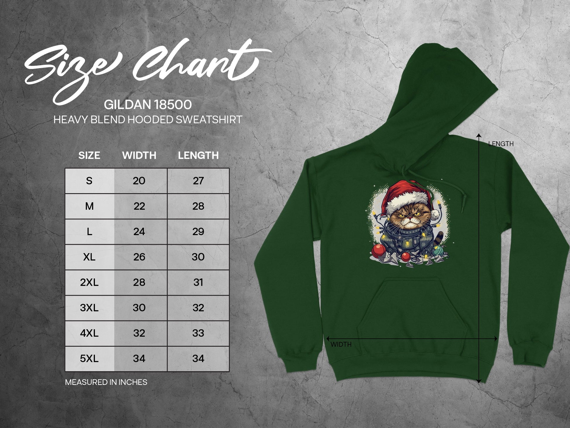 Grumpy Cat in Santa Hat Green Hooded Sweatshirt