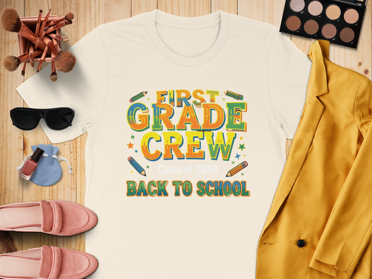 First Grade Crew Class of 2038 Back to School t-shirt.