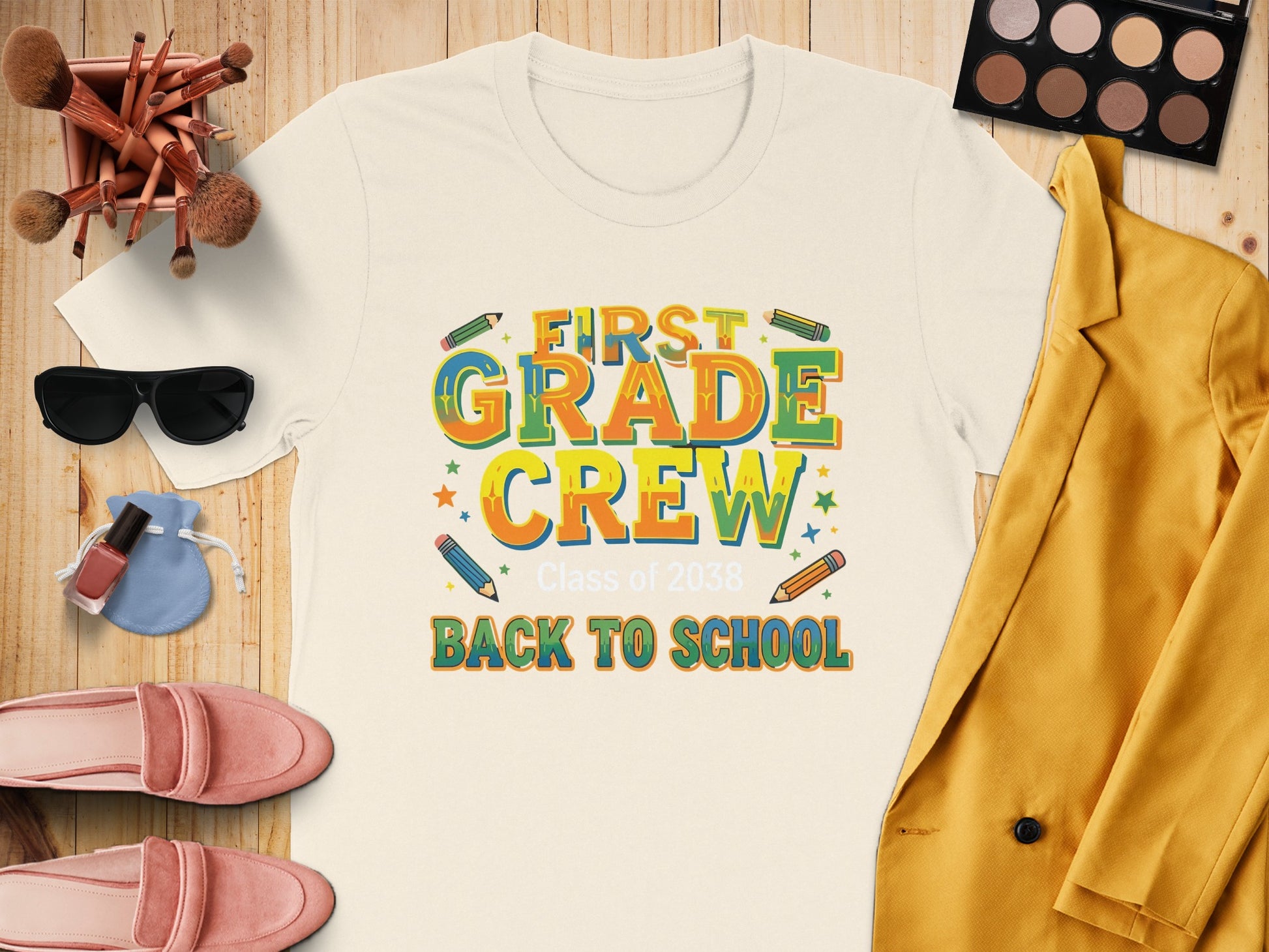 First Grade Crew Class of 2038 Back to School t-shirt.