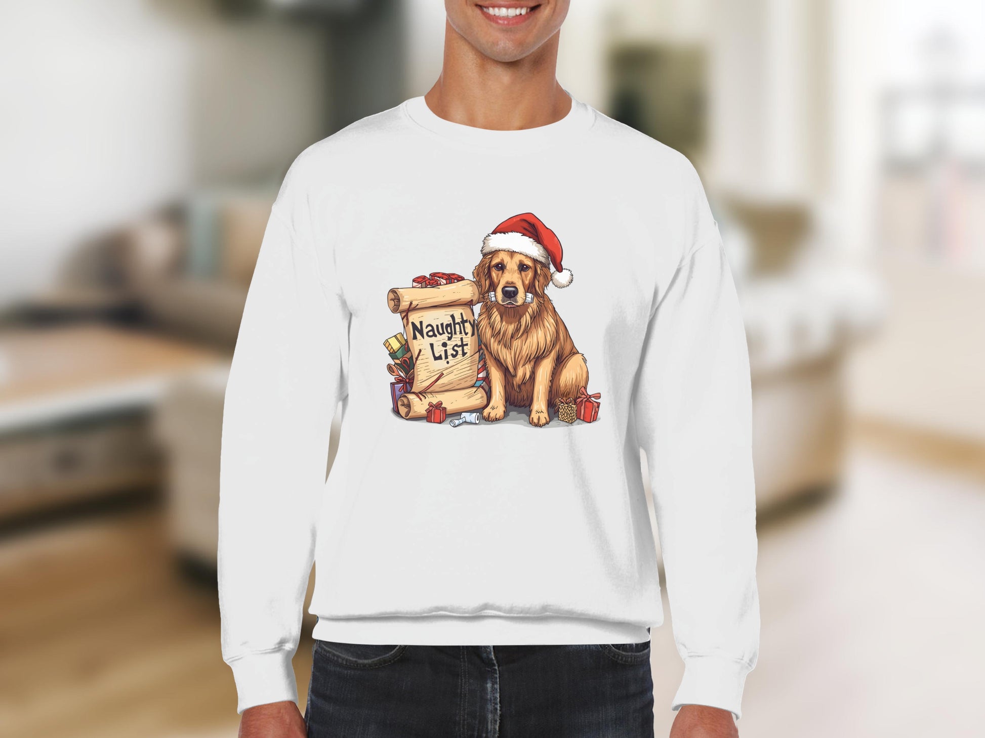 Naughty List Golden Retriever Christmas Sweatshirt
