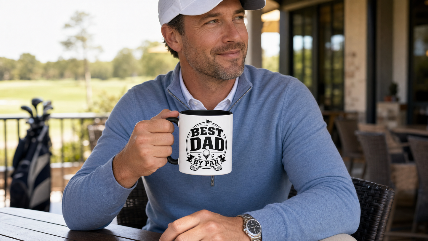 Best Dad by Par Accent Mug person holding mug lifestyle image