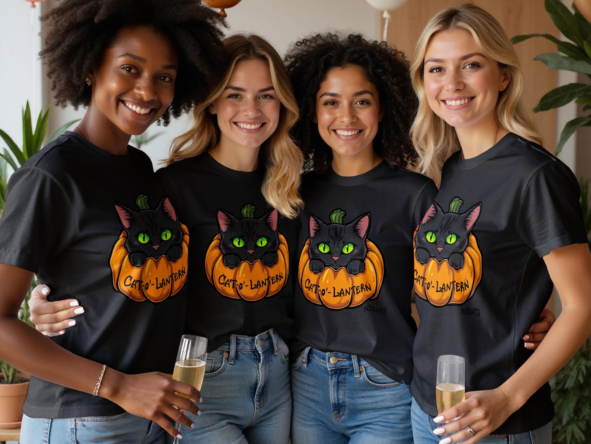 Cat O Lantern Halloween T Shirt Festive Clothing product
