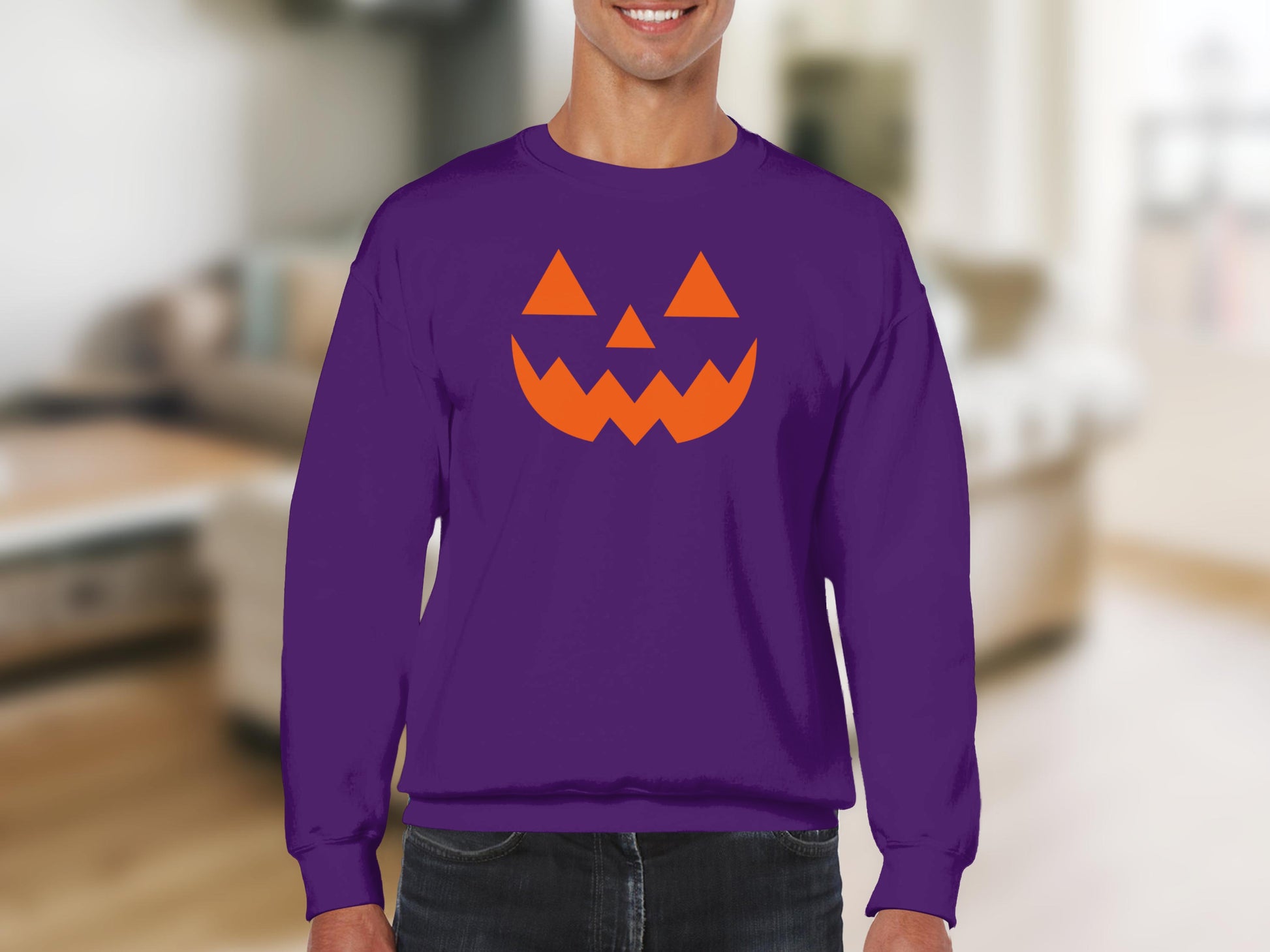 Spooky Design Purple Long Sleeve Halloween Sweater product