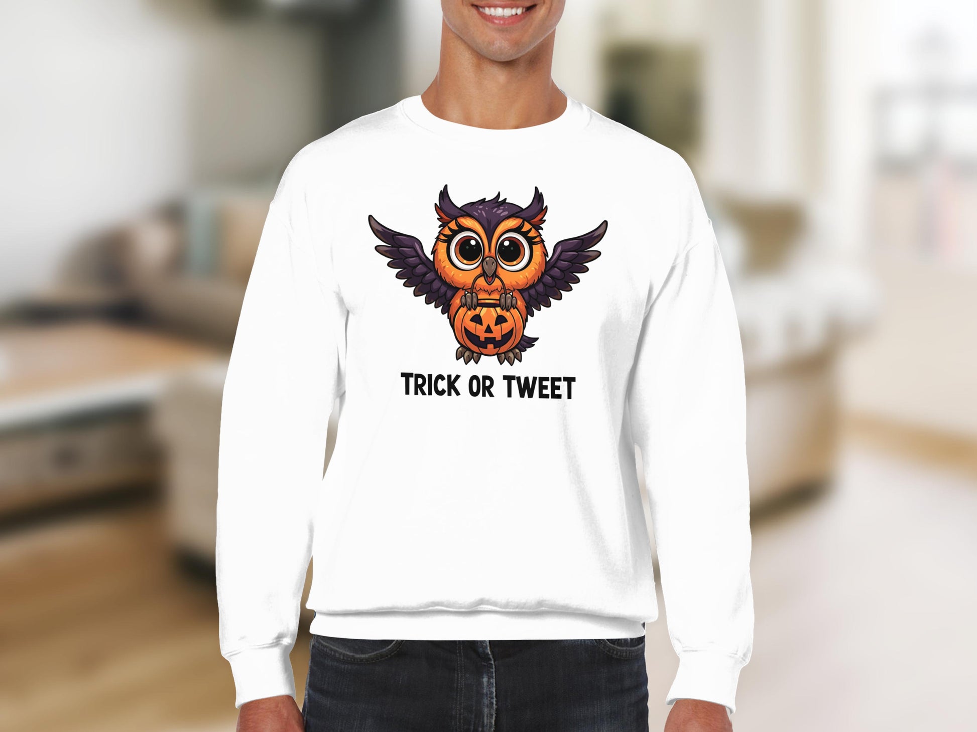 Trick or Tweet Owl Halloween Graphic Sweatshirt product type