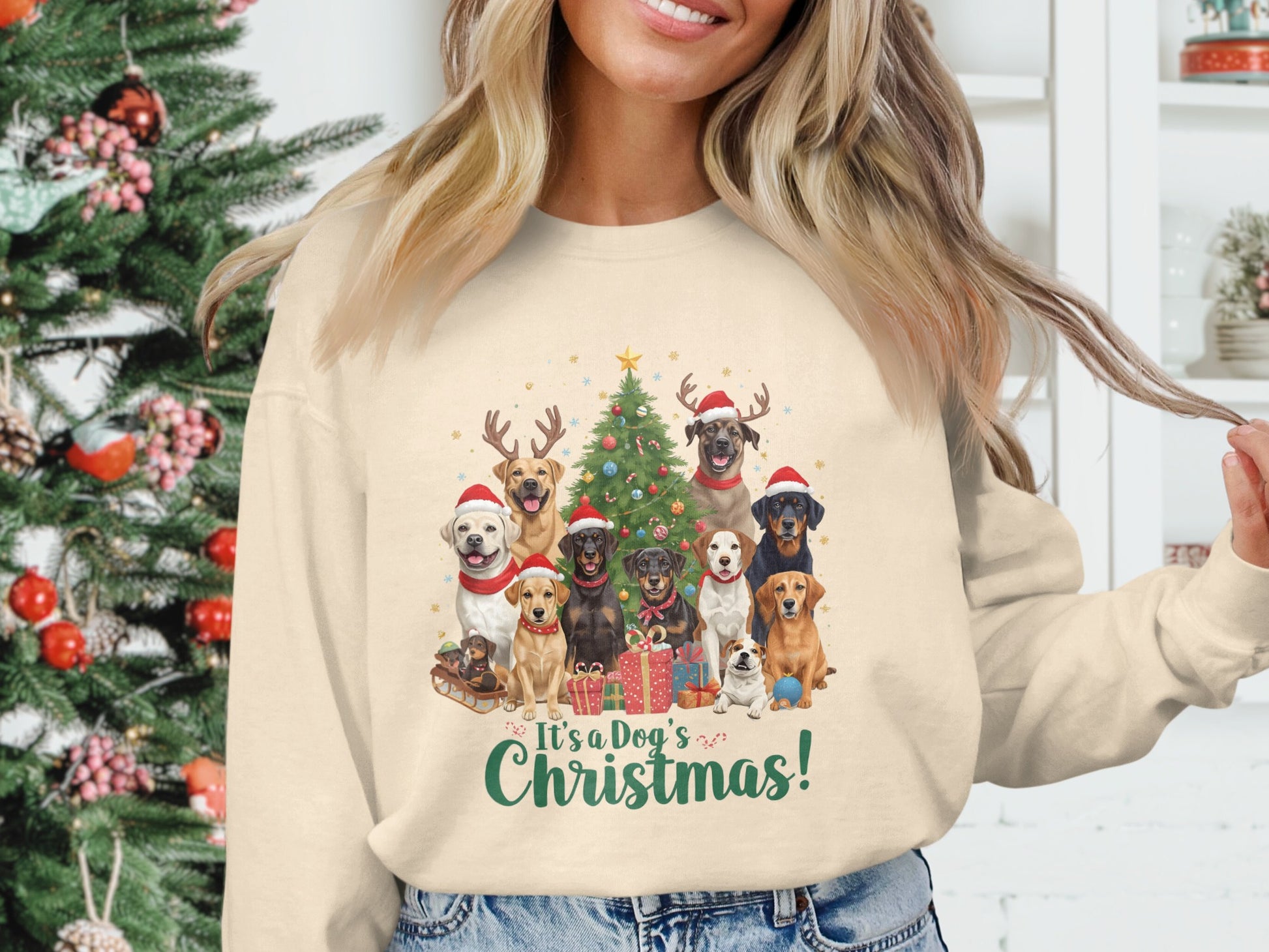 It's a Dog's Christmas Graphic Sweatshirt Holiday Apparel