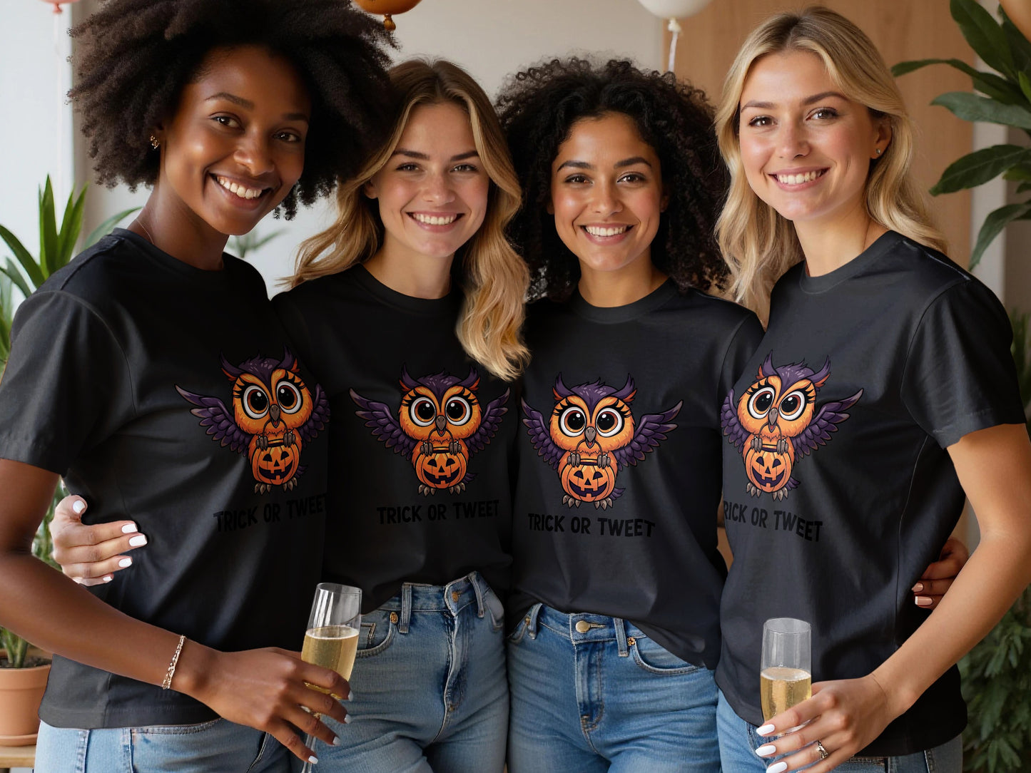 Trick or Tweet Funny Halloween Owl Print T-Shirt product