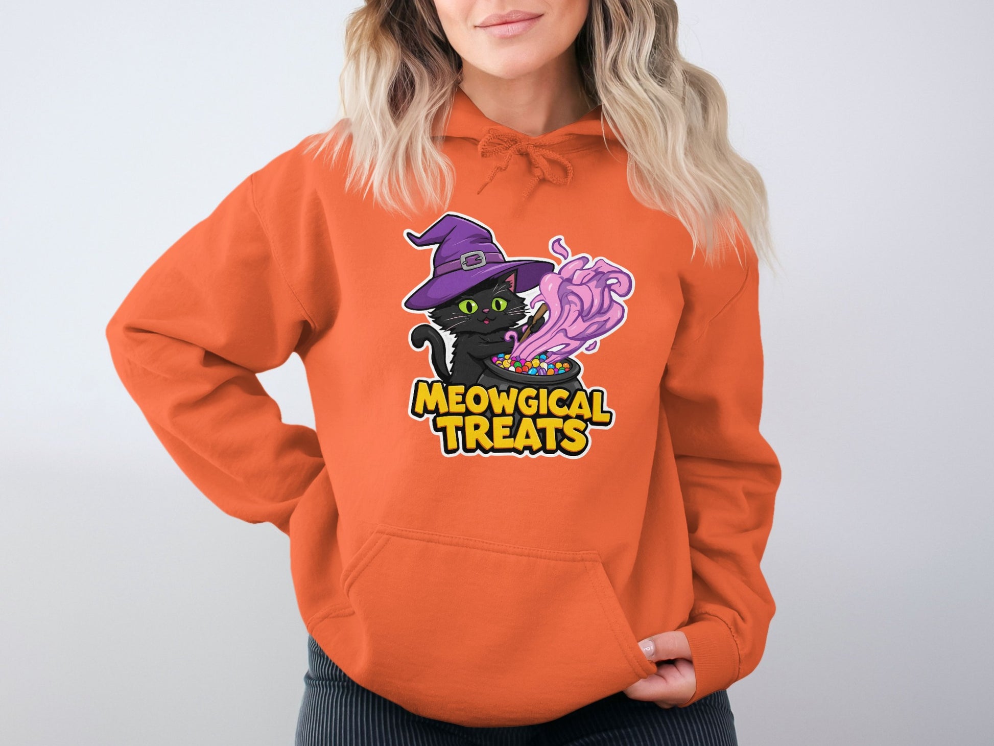 Meowgical Treats Cat with Witch Hat Cute Hoodie product
