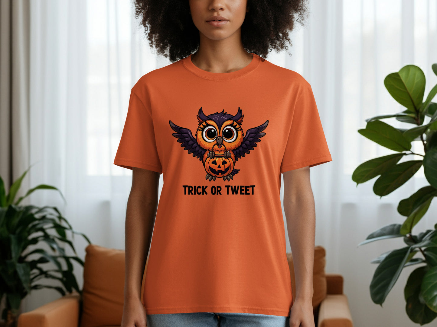 Trick Or Tweet Owl Halloween Design T-shirt product type