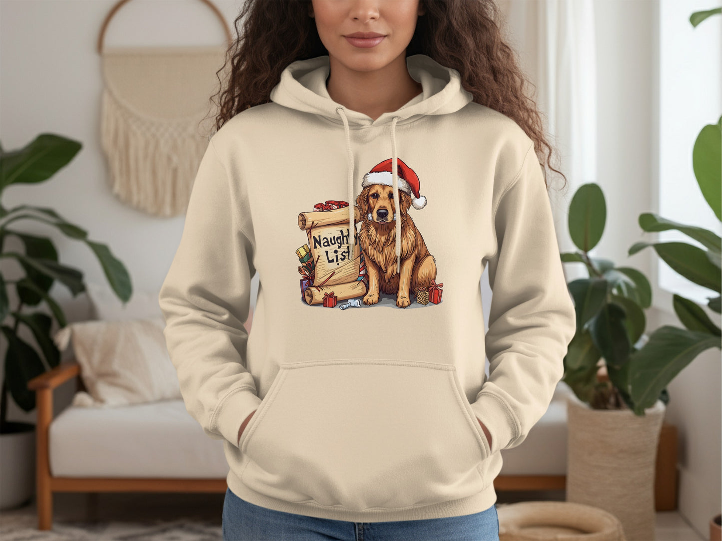 Naughty List Dog Christmas Hoodie Festive Holiday Wear