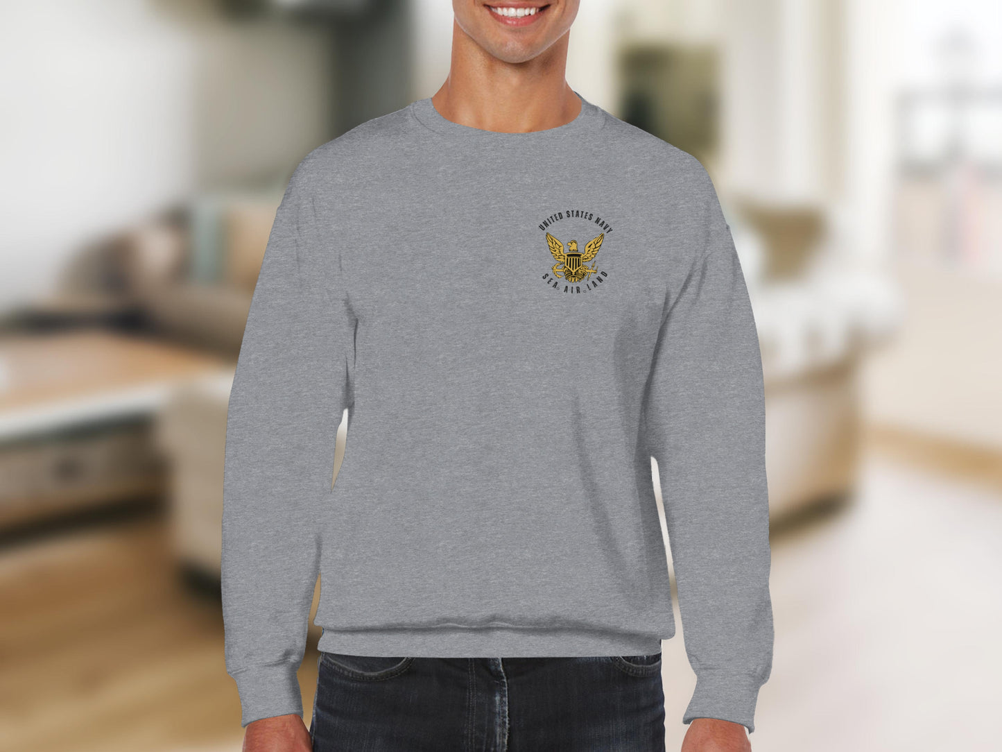 United States Navy Gray Sweatshirt Mens Apparel