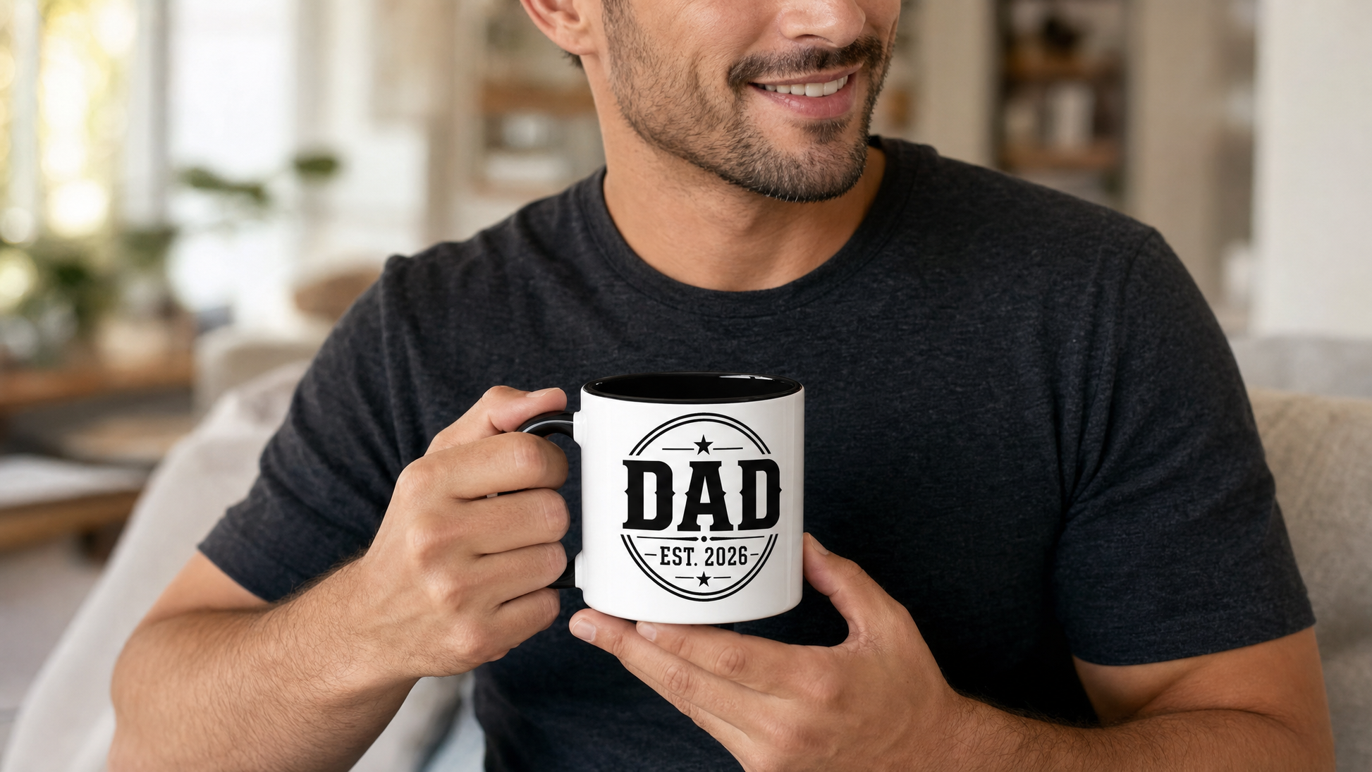 Dad Est. 2026 Accent Mug person holding mug lifestyle image