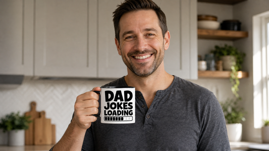 Dad Jokes Loading Accent Mug person holding mug lifestyle image
