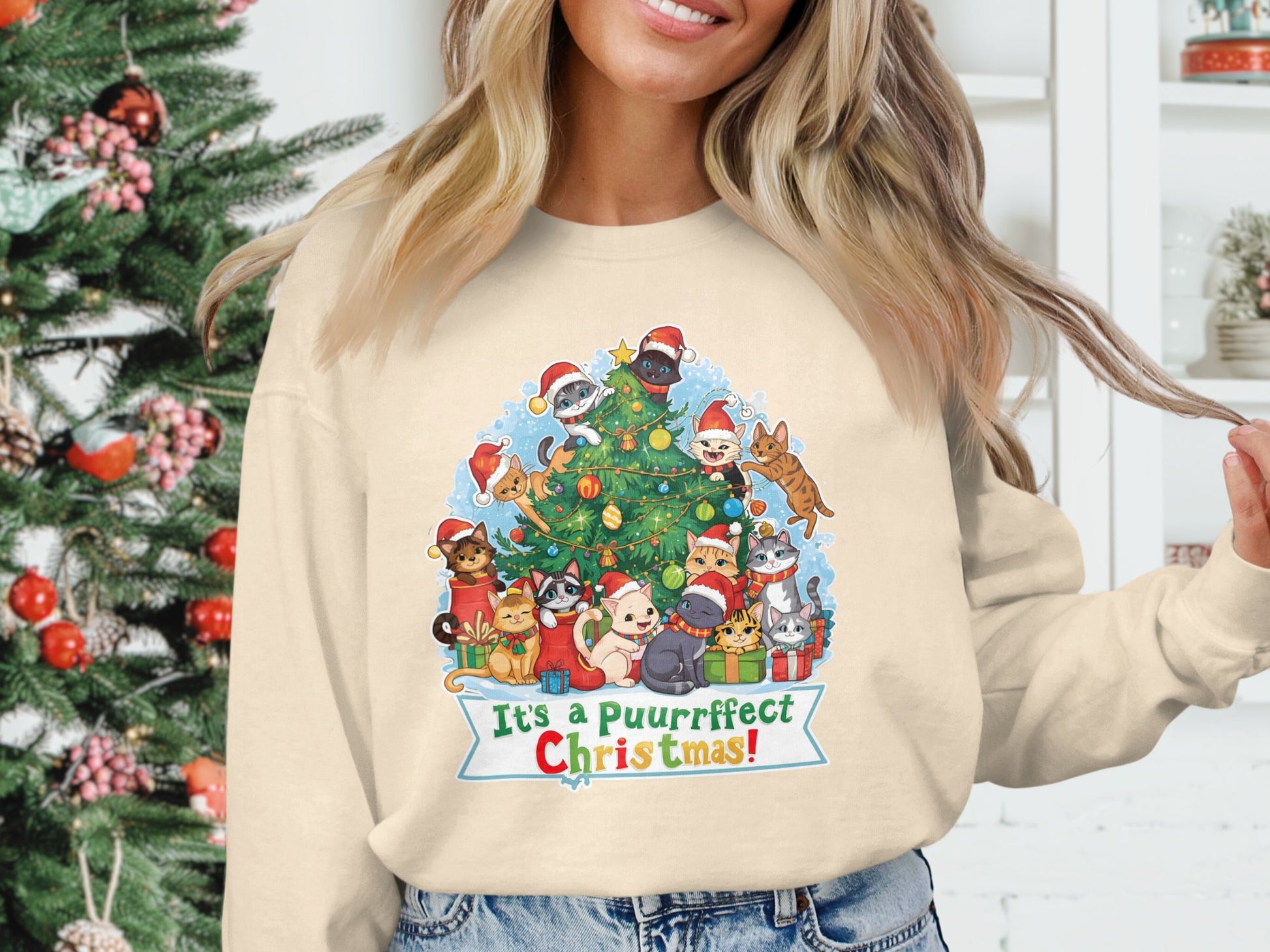 Funny Cat Themed Christmas Sweater for Holiday Season