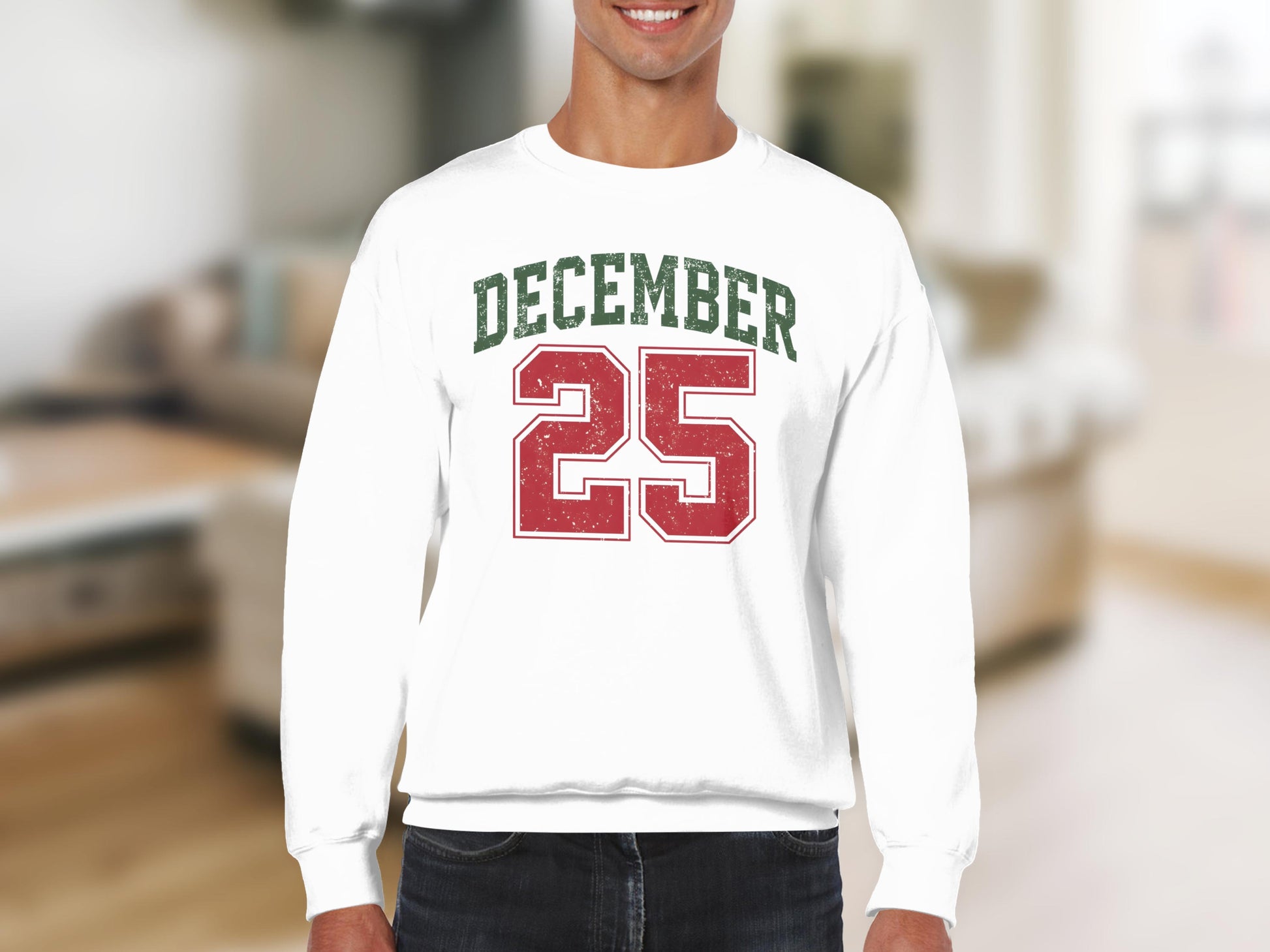 December 25 White Festive Holiday Sweatshirt