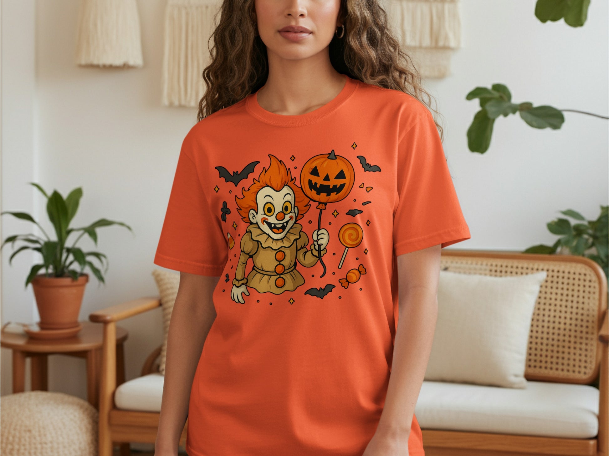 Scary Halloween Clown and Pumpkin T-shirt product type