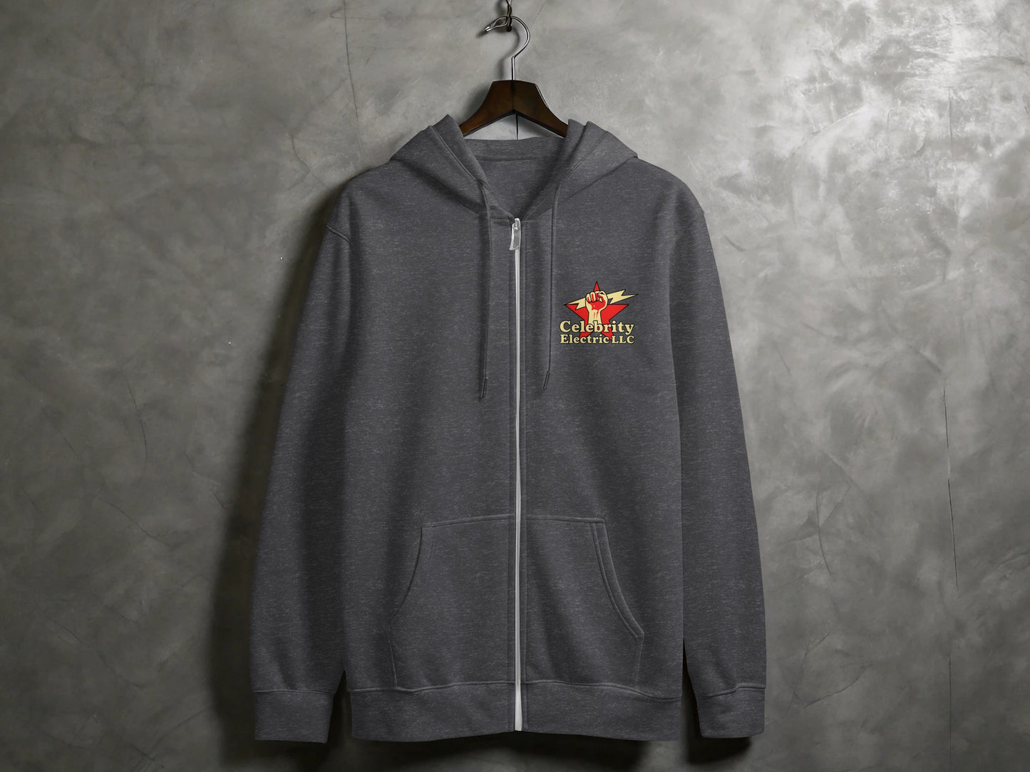 Celebrity Electric LLC Logo Grey Zip Hoodie product type