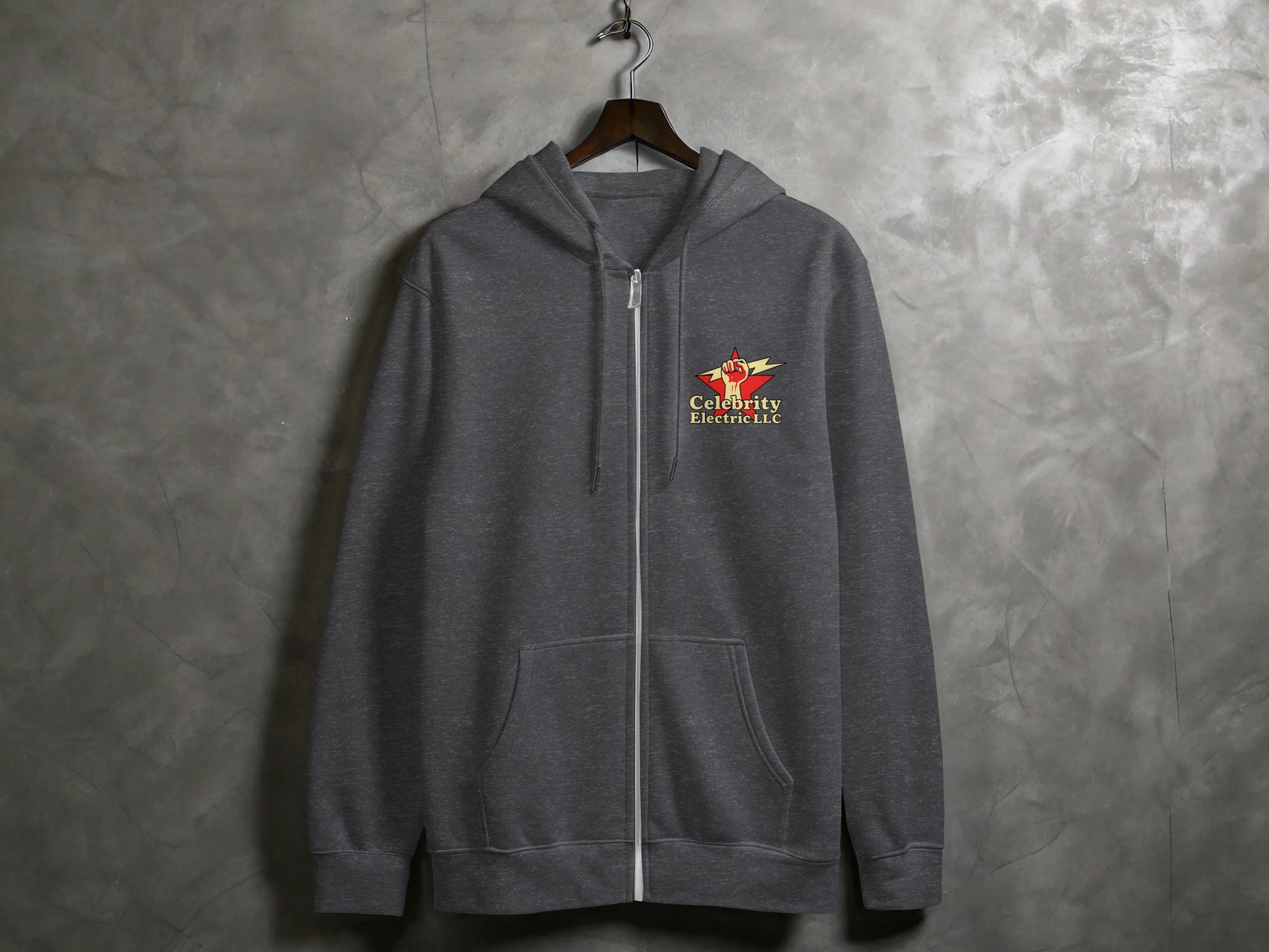 Celebrity Electric LLC Logo Grey Zip Hoodie product type
