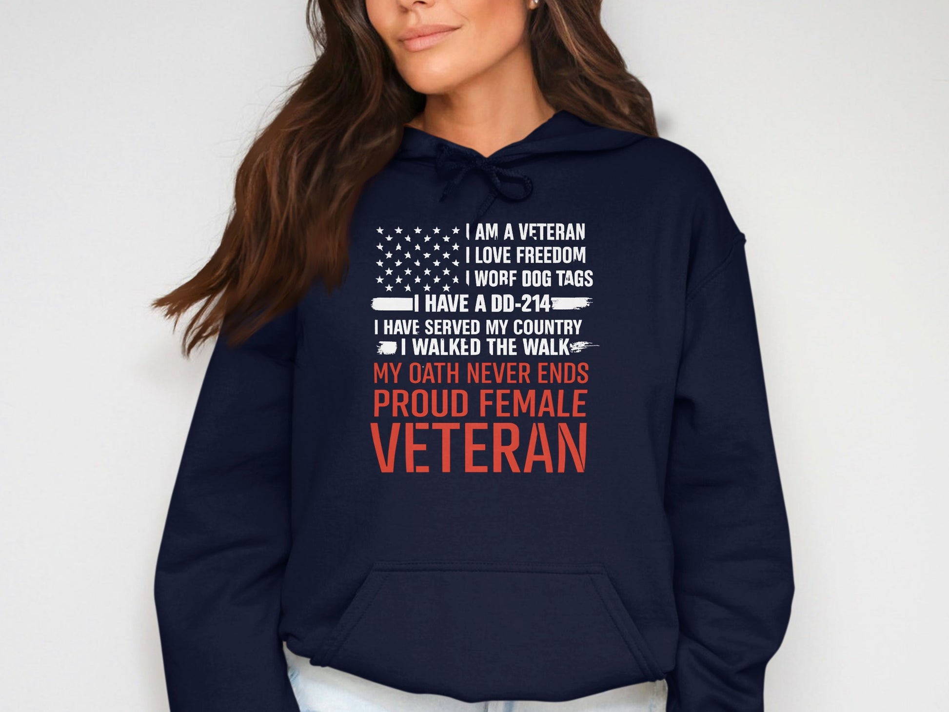 Proud Female Veteran Hoodie Inspirational Design