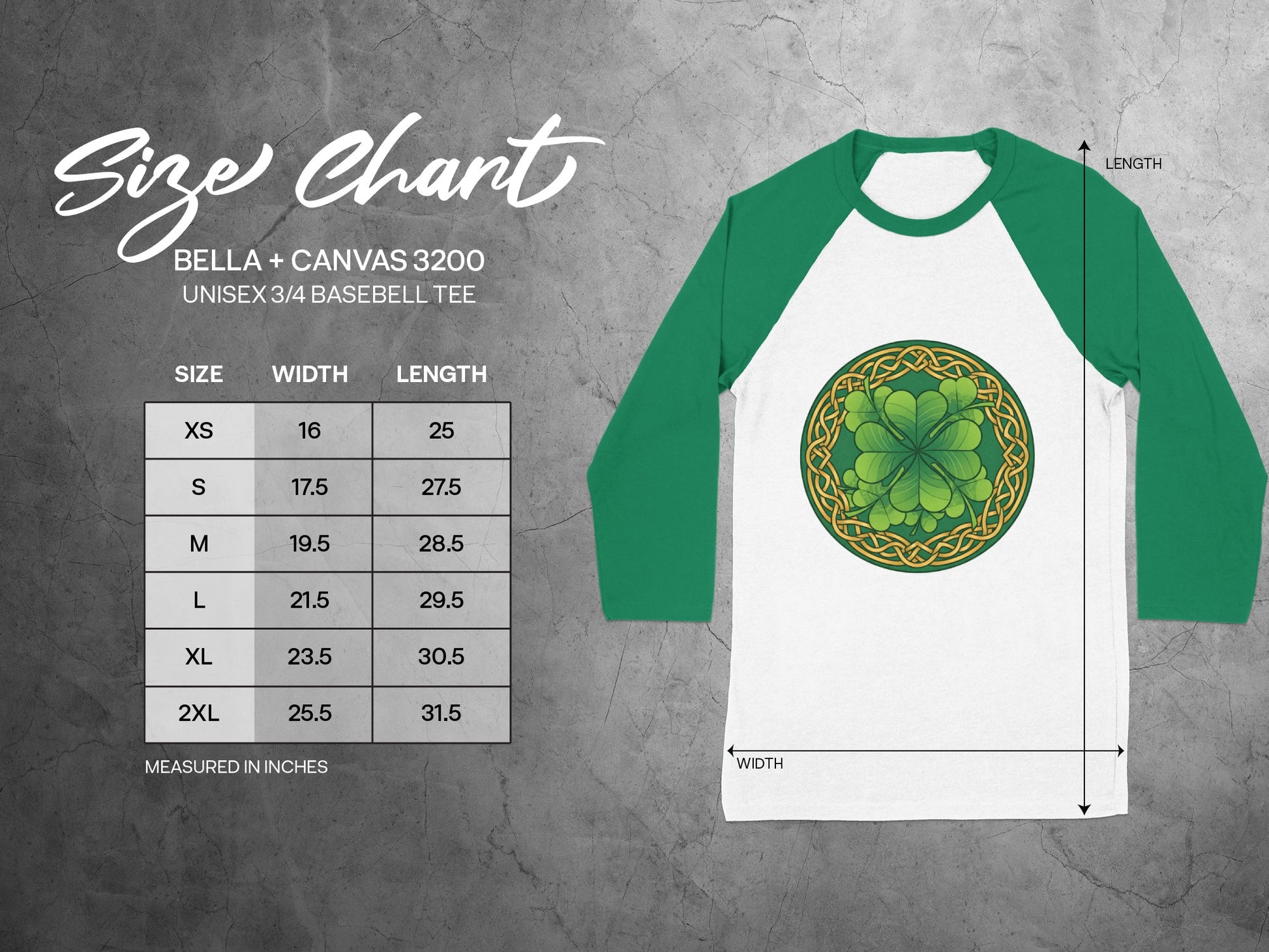 Bella Canvas 3200 Shamrock Celtic Knot Baseball Tee product type