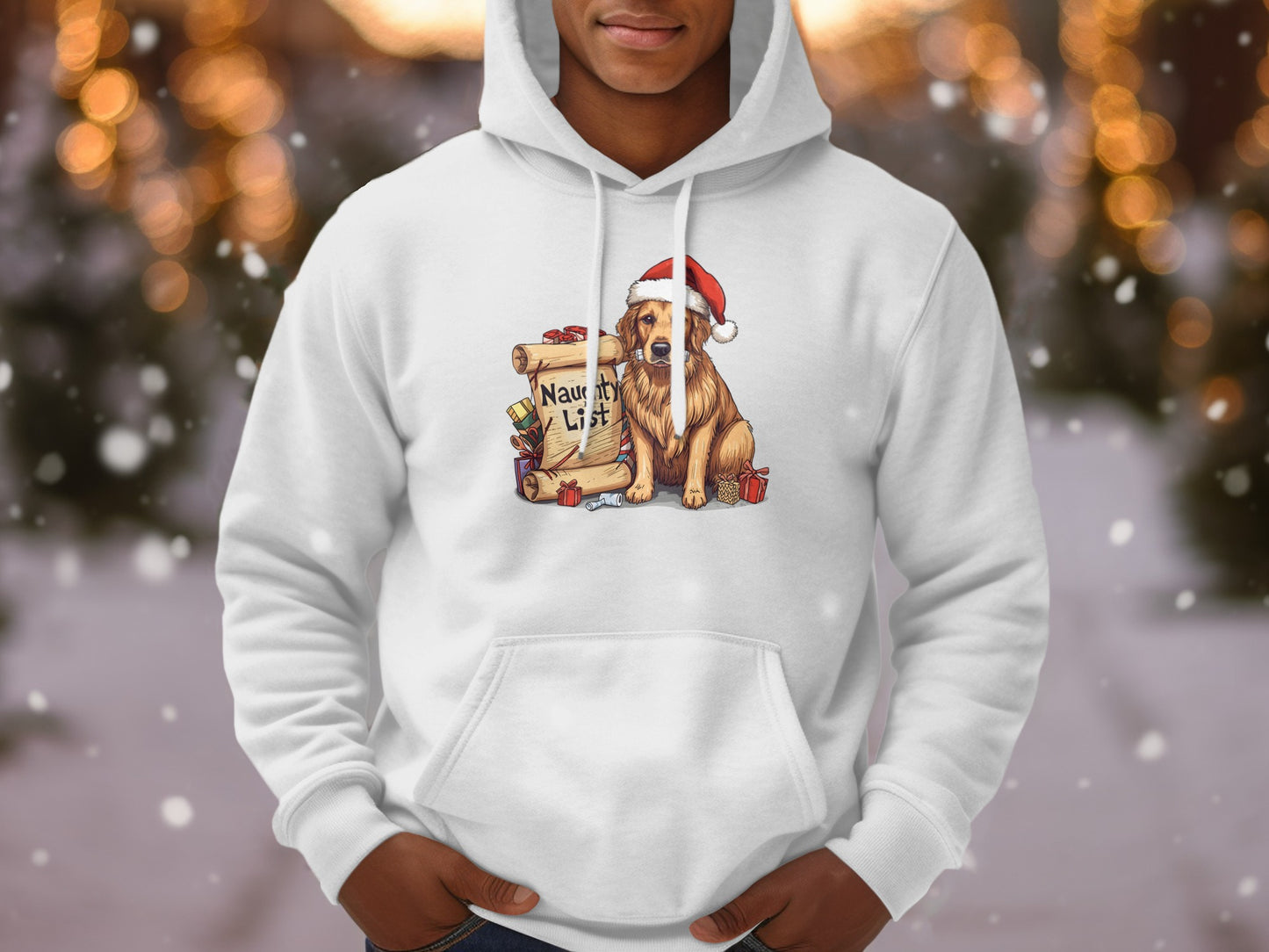 Naughty List Santa Dog Print Sweatshirt Christmas Hoodie