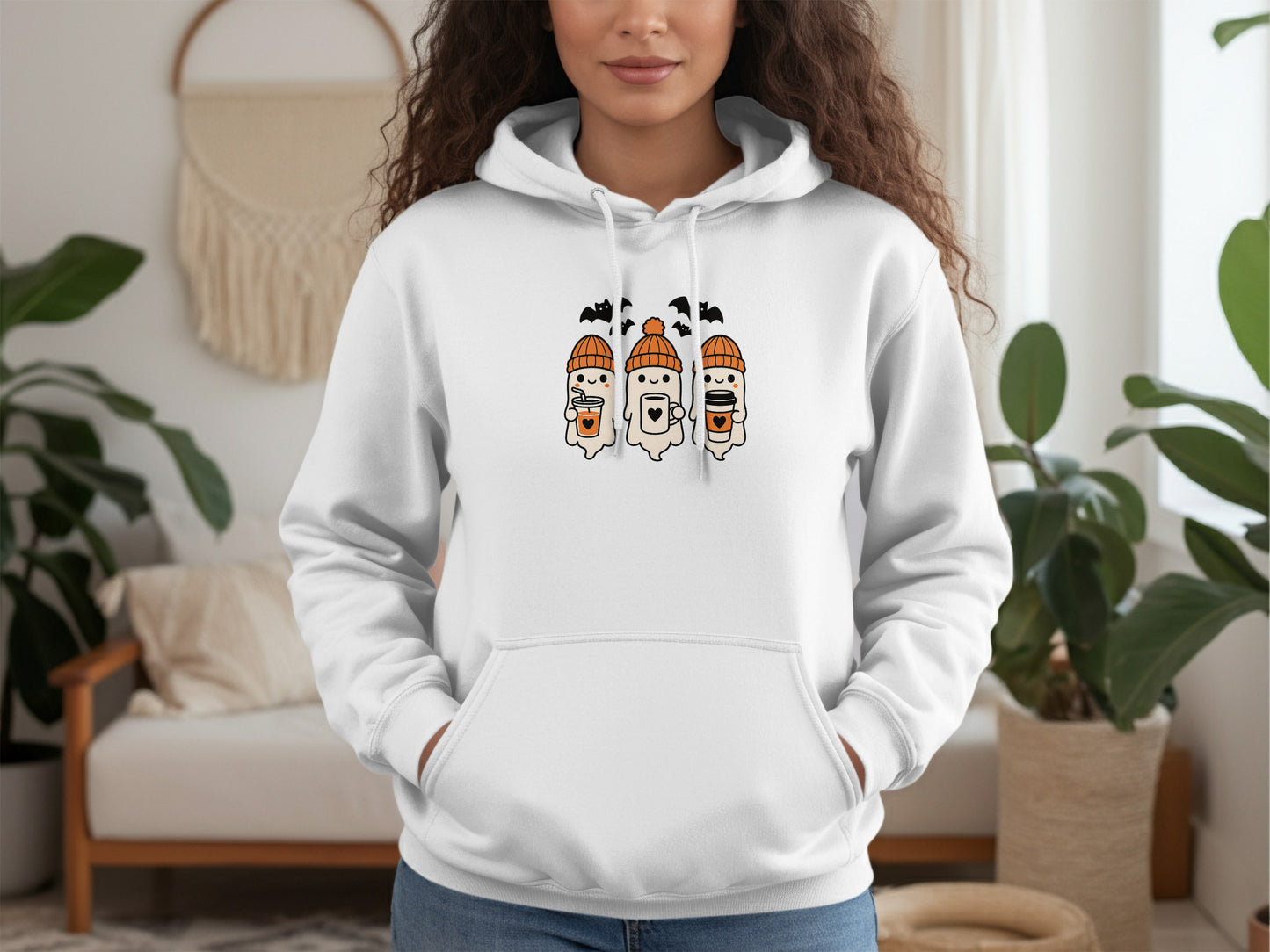 Cozy Ghosts with Beanies Halloween Hoodie product